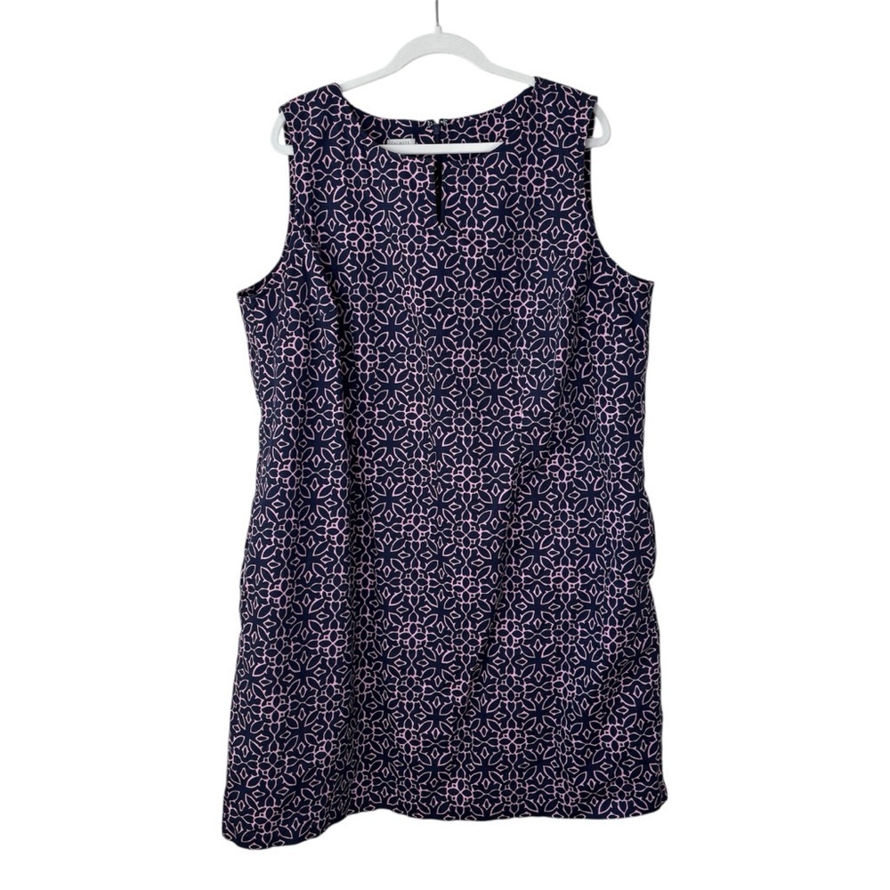 Talbots Grecian Sheath Geometric Sleeveless Pink Blue Women’s Size 22W